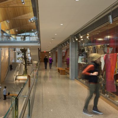 9Wood's 1100 Cross Piece Grill in Solid Western Hemlock with Stain at Alaska State Library, Archives and Museum, Juneau, Alaska. Hacker Architects. Photo: Lara Swimmer.