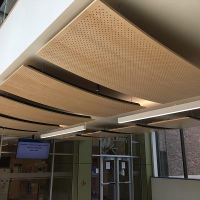 9Wood 8500 Perf Wood Wave at Onondaga Community College, Syracuse, New York. JMZ Architects and Planners.