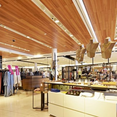 9Wood 2700 Kerf Reveal Linear at Nordstrom at St. Johns Town Center, Jacksonville, Florida. Callison Architects.