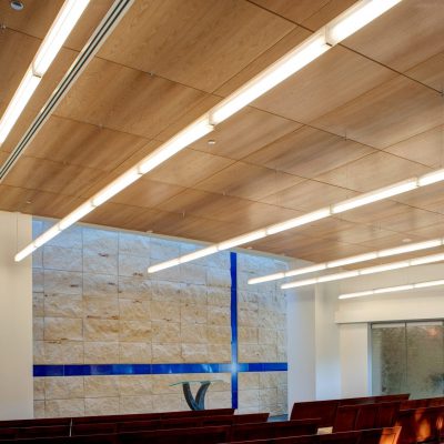 9Wood 3200 Acoustic Tile at Baylor Sammons Cancer Center, Dallas, Texas. Perkins + Will. Photo: Mark Menjivar.