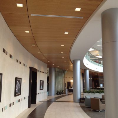 9Wood 3200 Acoustic Tile at Baylor Sammons Cancer Center, Dallas, Texas. Perkins + Will. Photo: Mark Menjivar.