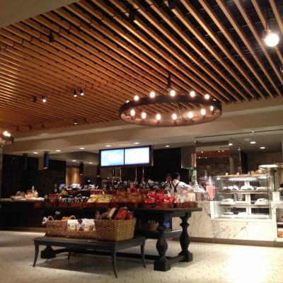 9Wood 1200 Dowel Grille at Hilton Midtown Herb N' Kitchen, New York, New York. Callison Architects.