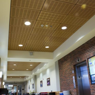 9Wood 5400 Slotted Perf Tile at Western University, Lebanon, Oregon. Soderstrom Architects.