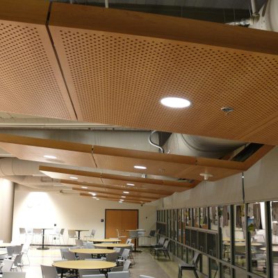 9Wood 5200 Staggered Perf Tile at Norton High School, Norton, Massachusetts. JCJ Architecture.