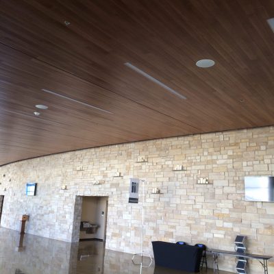 9Wood 2400 T & G Linear at One Community Church, Plano, Texas. Omniplan.