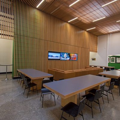 9Wood 1100 Cross Piece Grille at Portland Timbers Training Facility, Beaverton, Oregon. Weil Architecture.