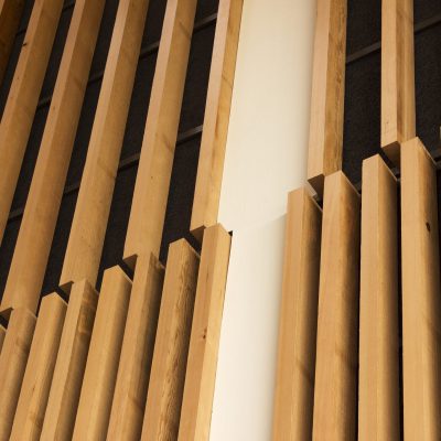 9Wood 1100 Cross Piece Grille at Colonel Nesmith Readiness Center, Dallas, Oregon. Hacker Architects.