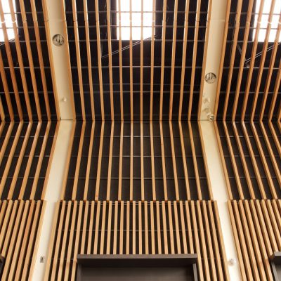 9Wood 1100 Cross Piece Grille at Colonel Nesmith Readiness Center, Dallas, Oregon. Hacker Architects.