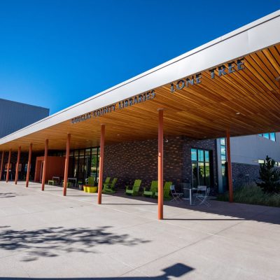 9Wood 2100 Panelized Linear at Lone Tree Library, Lone Tree, Colorado. AndersonMasonDale Architects, studiotrope.