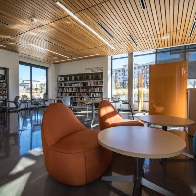 9Wood 2100 Panelized Linear at Lone Tree Library, Lone Tree, Colorado. AndersonMasonDale Architects, studiotrope.