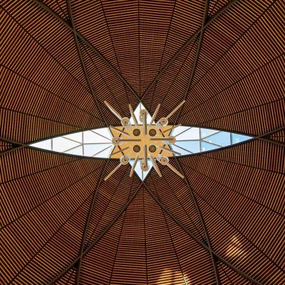 9Wood 1100 Cross Piece Grille at Ritchie School of Engineering, University of Denver, Denver, Colorado. AndersonMasonDale Architects.