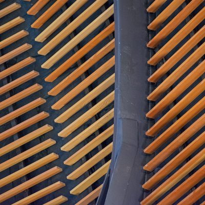 9Wood 1100 Cross Piece Grille at Ritchie School of Engineering, University of Denver, Denver, Colorado. AndersonMasonDale Architects.