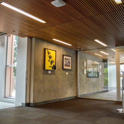 9Wood 1100 Cross Piece Grille at Clark Memorial Library, University of Portland, Portland, Oregon. Soderstrom Architects.