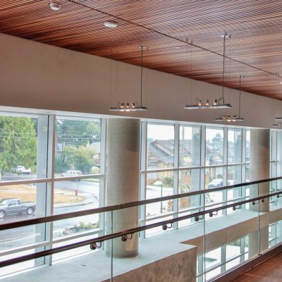 9Wood 1100 Cross Piece Grille at Hope Centre, Lions Gate Hospital, North Vancouver, British Columbia. IBI Group.