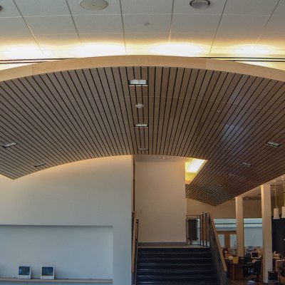 9Wood 8200 Linear Wood Wave at the Marin Academy Library, San Rafael, California. Studio Bondy Architecture.