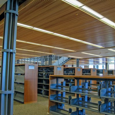 9Wood 1100 Cross Piece Grille at the Alameda Free Library, Alameda, California.  Hacker Architects.