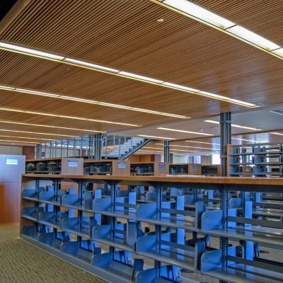 9Wood 1100 Cross Piece Grille at the Alameda Free Library, Alameda, California.  Hacker Architects.