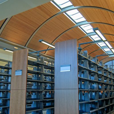 9Wood 1100 Cross Piece Grille at the Alameda Free Library, Alameda, California.  Hacker Architects.