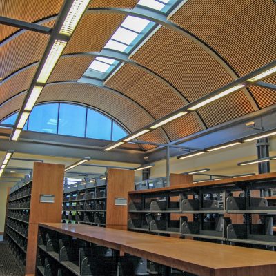 9Wood 1100 Cross Piece Grille at the Alameda Free Library, Alameda, California.  Hacker Architects.