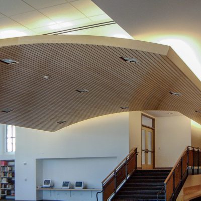 9Wood 8200 Linear Wood Wave at the Marin Academy Library, San Rafael, California. Studio Bondy Architecture.