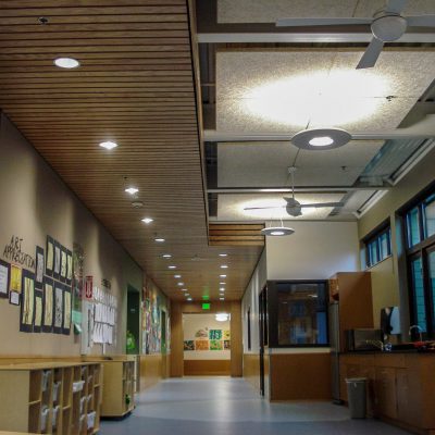 9Wood 2200 Lay-In Linear at St. Thomas Elementary, Medina, Washington.  Bassetti Architects.