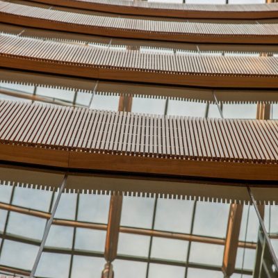 9Wood 8100 Wood Grille Wave at the Atrium, Victoria, British Columbia. D'Ambrosio Architecture + Urbanism.