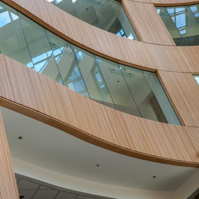 9Wood 8100 Wood Grille Wave at the Atrium, Victoria, British Columbia. D'Ambrosio Architecture + Urbanism.