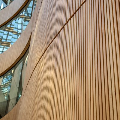 9Wood 8100 Wood Grille Wave at the Atrium, Victoria, British Columbia. D'Ambrosio Architecture + Urbanism.