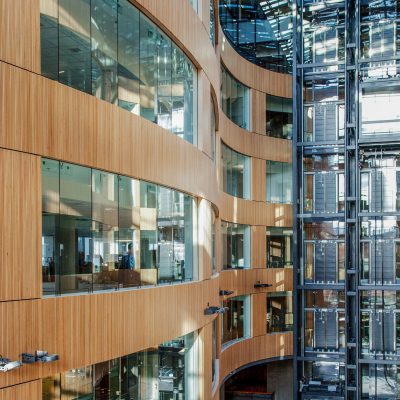 9Wood 8100 Wood Grille Wave at the Atrium, Victoria, British Columbia. D'Ambrosio Architecture + Urbanism.