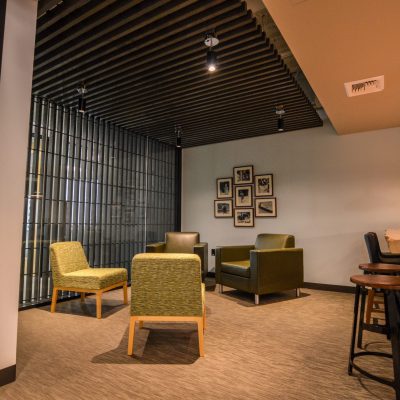 9Wood 1400 Dowel/Cross Piece Grille at the Yarmuth Wilsdon Offices, Seattle, Washington. SkB Architects.