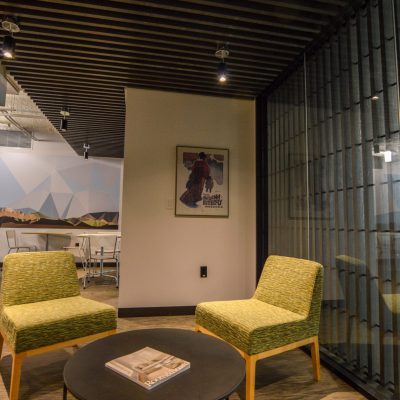 9Wood 1400 Dowel/Cross Piece Grille at the Yarmuth Wilsdon Offices, Seattle, Washington. SkB Architects.