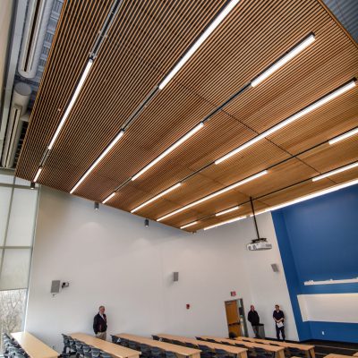 9Wood 1100 Cross Piece Grille at Black Hawk College - Health Sciences Center, Moline, Illinois. Demonica Kemper Architects.