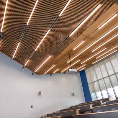 9Wood 1100 Cross Piece Grille at Black Hawk College - Health Sciences Center, Moline, Illinois. Demonica Kemper Architects.