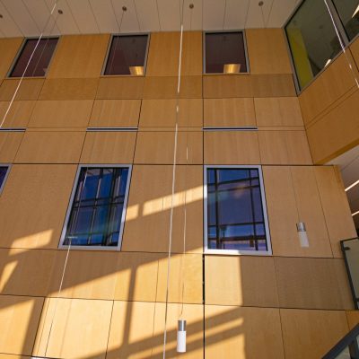 9Wood 4900 Wall Tile at the CU Colorado Springs Lane Center for Academic Health Sciences.  AndersonMasonDale Architects.