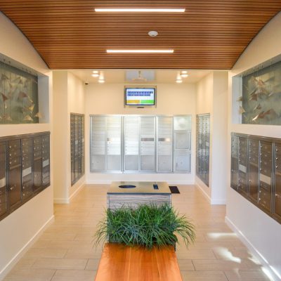 8200 Linear Wood Wave at the Columbia City Apartments, Seattle, Washington.  Lair Design.