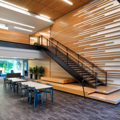 9Wood 1100 Cross Piece Grille at the SAIF Headquarters in Salem, Oregon. Ankrom Moisan Architects.