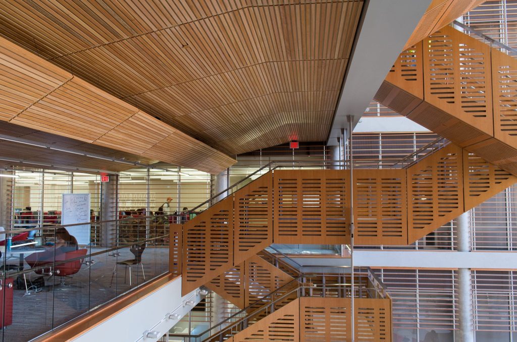 The Bill and Melinda Gates Computer Science complex has a beautiful wood ceiling from 9Wood.