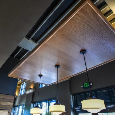 9Wood 3100 Acoustic Plank at the University Place Starbucks, Sarasota, Florida. Callison Architecture.