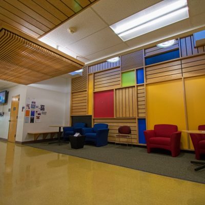 9Wood 1400 Dowel/Cross Piece Grille at the CSU Pueblo Psychology Building, Pueblo, Colorado.  demmon design studios.