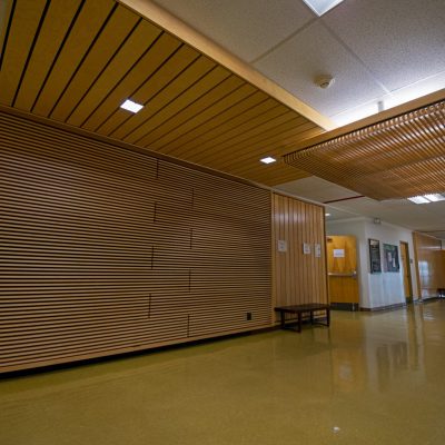 9Wood 1400 Dowel/Cross Piece Grille at the CSU Pueblo Psychology Building, Pueblo, Colorado.  demmon design studios.