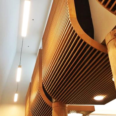 9Wood 1100 Cross Piece Grille at La Conner Middle School, La Conner, Washington. Hutteball & Oremus Architecture.