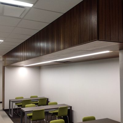 9Wood 5200 Staggered Perf Tile at the UT Dallas Callier Richardson Expansion, Richardson, Texas. SmithGroup JJR.