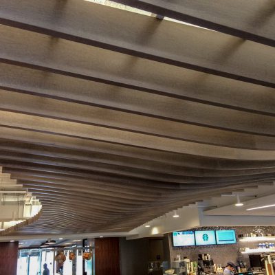 9Wood 1500 Baffle at the Compass Connection Cafe, Charlotte, NC. Gensler.