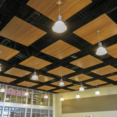 9Wood 1100 Cross Piece Grille at the Straub Middle School, Salem, OR. Soderstrom Architects.