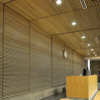 9Wood 1100 Cross Piece Grille at the Christ Worship Centre, Surrey, BC. Acton Ostry Architects.