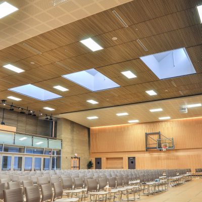 9Wood 1100 Cross Piece Grille at the Christ Worship Centre, Surrey, BC. Acton Ostry Architects.