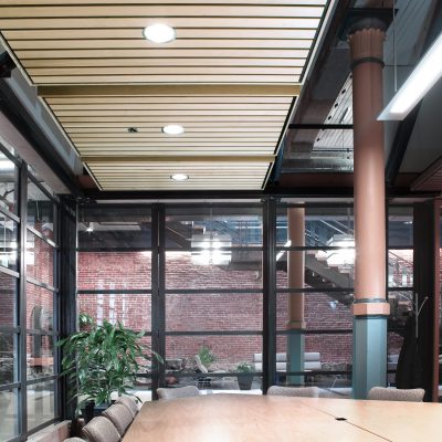 9Wood 1100 Cross Piece Grille at the University of Oregon - White Stag, Portland, OR. FFA Architecture + Interiors.