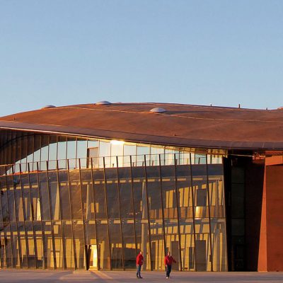 9Wood 1100 Cross Piece Grille at the Virgin Galactic Gateway to Space, Truth or Consequences, NM. Foster + Partners.