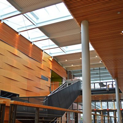 9Wood 1100 Cross Piece Grille at Reed College - Performing Arts, Portland, OR. Opsis Architecture.