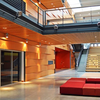 9Wood 1100 Cross Piece Grille at Reed College - Performing Arts, Portland, OR. Opsis Architecture.